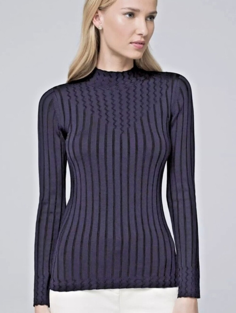 ❤️ WHITE HOUSE BLACK MARKET RIBBED MOCK NECK SWEATER TOP, SP (SMALL PETITE)